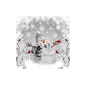Merry Christmas Snowy Unframed Canvas Wall Art  16" X 16"
